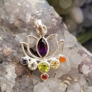 Silver Plated Lotus Pendant